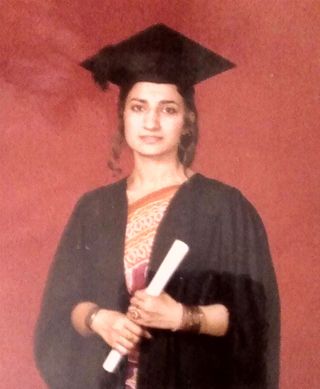 Shama Butt. Graduate of Punjab University, Lahore, Pakistan.